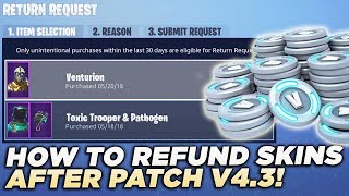 HOW TO REFUND SKINS AND EMOTES AFTER UPDATE V43 in Fortnite Battle Royale NEW REFUND SYSTEM [upl. by Einalam]