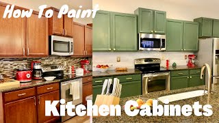 DIY How to Paint Kitchen Cabinets  Kitchen Makeover Part 3  Green Kitchen Trend [upl. by Ettari]