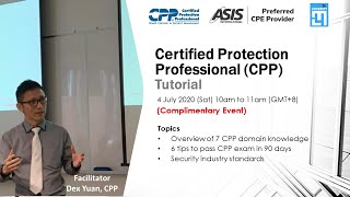 Certified Protection Professional CPP Tutorial  4 Jul 2020 [upl. by Erny]