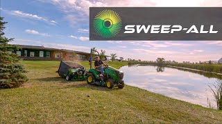 Goose Poop Cleaning by SweepAll Powered Lawn Sweepers [upl. by Llemrej982]