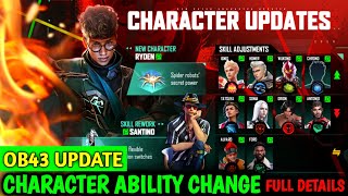 OB43 UPDATE CHARACTER ABILITY CHANGE FULL DETAILS  character ability update in OB43 UPDATE [upl. by Oilerua331]