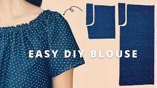 Easy pattern to make elastic neckline off shoulder blouse  summer blouse [upl. by Inga871]