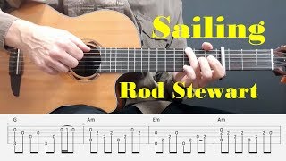 Sailing  Rod Stewart  Easy Fingerstyle guitar with tabs [upl. by Zullo]