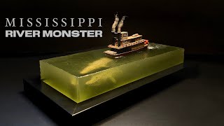 Giant Alligator  Steamboat Diorama  Epoxy Resin Art [upl. by Sone]