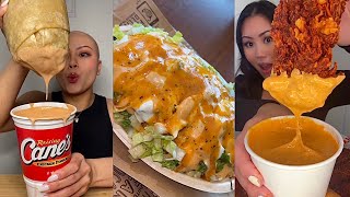 tiktok mukbang compilation 36  chipotle bowl raising canes burrito and more [upl. by Aralc]