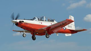 Raytheon T6B Texan II 166033 Touch and Gos at the Warren County Airport i68  81224 [upl. by Nett]