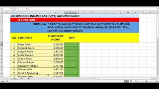 Income Tax PAYE Calculation using the If Function [upl. by Malchus]