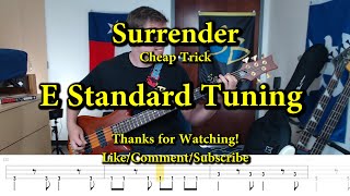 Surrender  Cheap Trick Bass Cover with Tabs [upl. by Bunder]