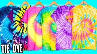 How To Make TIE DYE With Acrylic Paint DIY 6 Techniques Spiral Bleach Crumple Bullseye amp More [upl. by Emmanuel195]