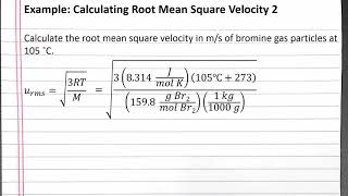 CHEM 101  Calculating Root Mean Square Velocity 2 [upl. by Errick]