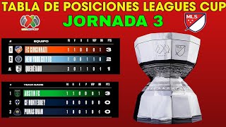 ✅️ TABLA DE POSICIONES LEAGUES CUP 2024 JORNADA 3 🔥🔥 [upl. by Ahidam741]