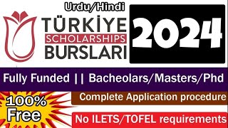 Apply 2024 Turkiye Burslari Scholarship  BSMSPHD  Fully Funded  Application Submission Urdu [upl. by Girvin46]