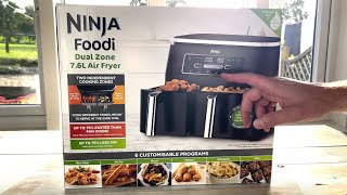 NINJA Foodi Dual Zone 76L AIR FRYER UNBOXING amp FIRST USE [upl. by Ytram]