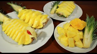 COME TAGLIARE L ANANAS e servire in 4 modi diversi  How to cut pineapple and serve in 4 ways [upl. by Ahsitil566]