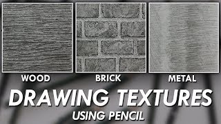 How To DRAW Realistic TEXTURES using PENCILS  Wood Brick amp Metal [upl. by Pratt171]