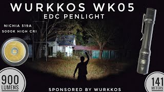 Wurkkos WK05  EDC Penlight 900 lm Nichia 519A 5000K High CRI [upl. by Kirad]