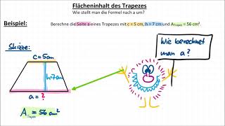 Flächenhalt Trapez 3 – Berechnung von a Formel nach a umstellen [upl. by Orofselet]