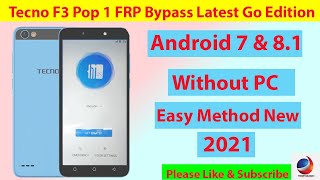 Tecno F3 Pop 1 Pro FRP Bypass Latest GO Edition Without PC [upl. by Ebba]