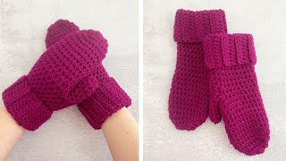 HOW TO CROCHET MITTENS FOR BEGINNERS  Crochet Boysenberry Mittens Tutorial [upl. by Dani]