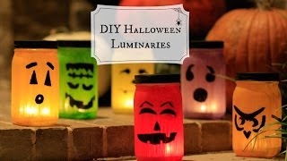 DIY Mason Jar Luminaries  Halloween Craft Ideas [upl. by Dickens455]