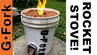 DIY Rocket Stove In A 5 Gal Bucket  GardenFork [upl. by Ynohtnanhoj]