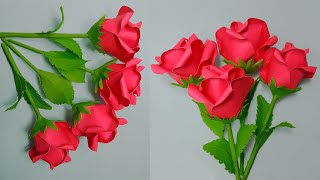 Handmade Paper Rose  Easy and Beautiful Paper Flower Rose Making  DIY Flowers [upl. by Ydieh683]