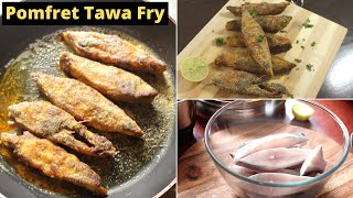 Pomfret Tawa Fry Recipe  How To Make Crispy Fish Fry At Home  Maharashtrian Style Masala Paplet [upl. by Abibah664]