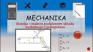 Mechanika  statyka reakcje podporowe układu belkowego z przegubem [upl. by Dilly]