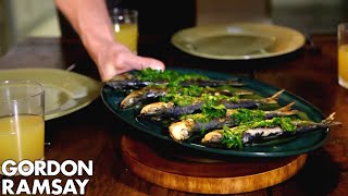 Orzo Pasta Salad with Grilled Sardines  Gordon Ramsay [upl. by Gignac118]