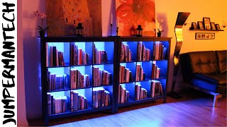 How To Install LED Strip Lights Under Bookshelf LED Bookshelf Lighting DIY [upl. by Newg]