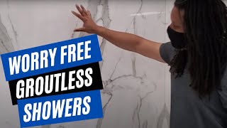 Groutless Shower Wall Panels amp Neolith Fade Resistant Siding [upl. by Nimzay]