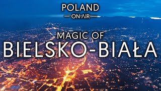 Magiczna BielskoBiała z lotu ptaka  BielskoBiała z drona 52K  POLAND ON AIR [upl. by Relyhs]