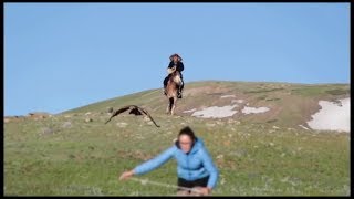 Golden eagle attacking woman in Mongolia [upl. by Freddi236]