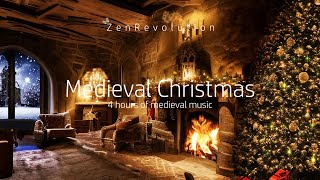 Medieval Christmas Music and crackling Fireplace  Relaxing Calming Instrumental Music  Ambience [upl. by Lebbie]