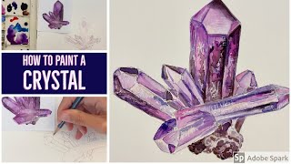 How to Paint a Crystal Drawing And Painting Tutorial [upl. by Eugenie]