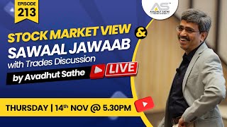 Ep213 Stock Market View and Sawaal Jawaab with Trades Discussion by Avadhut Sathe [upl. by Auqeenahs903]