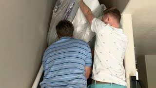 Moving a HEAVY Mattress Up Stairs Shorts [upl. by Aneroc]