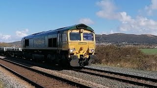 090422  Class 66  66557 TampT 66953  Crewe Basford Hall to Llandudno Junction  Engineering Train [upl. by Akemaj]