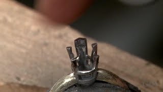 How to Set a PearShaped Stone in a Ring with Platinum Prongs  GIA [upl. by Harelda]