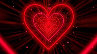 Heart Tunnel❤️Red Heart Background  Neon Heart Background Video  Wallpaper Heart 10 Hours [upl. by Rabjohn]