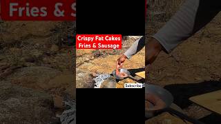 Crispy Fat Cakes  Chips  Sausage africa africanbushcamps outdoorsurvival cooking [upl. by Kciwdahc]