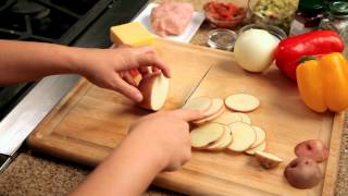 How to make nachos  3  Slicing red potatoes — Appetites® [upl. by Doowrehs]