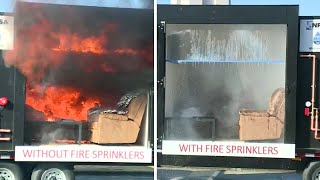 WATCH Fire sprinkler system demonstration [upl. by Ettinger]