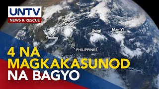 4 na magkakasunod na bagyo sa Western Pacific Ocean nakuhanan ng NASA [upl. by Berte]