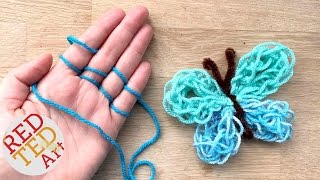 Easy Finger Knitting How To  DIY Yarn Butterfly [upl. by Edac]