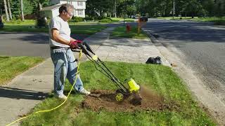 Sun Joe 135 Amp Electric Tiller Demo 1 [upl. by Eiromem]