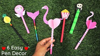 6 DIY Amazing amp Cute Pencil Toppers Easy Pen amp Pencil Decoration Ideas Back to School Supplies [upl. by Euqnimod]