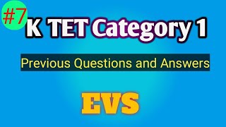 K TET Category 1 EVS  ktet category 1 Previous Questions and Answers [upl. by Nicole]