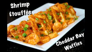 Shrimp Étouffée w Cheddar Bay Biscuit Waffles  MustTry Recipe MrMakeItHappen [upl. by Uchish]