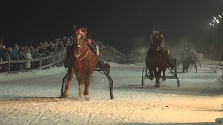 Trabrennen auf Schnee in Kirchberg 2017  Trabrennbahn Frangl  Nightrace [upl. by Sik]